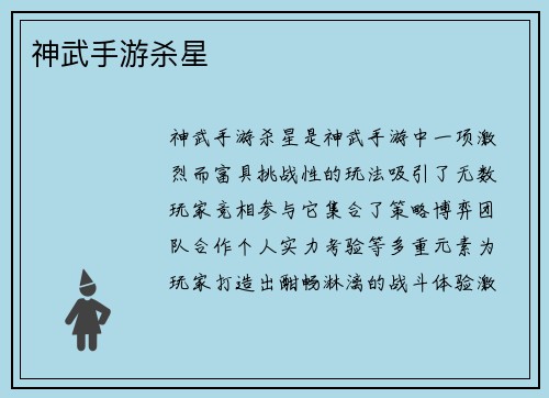 神武手游杀星